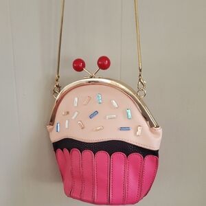 Pink and Black Cupcake Crossbody Bag